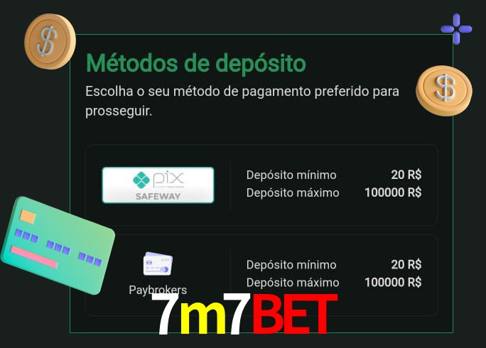 O cassino 7m7bet oferece uma grande variedade de métodos de pagamento